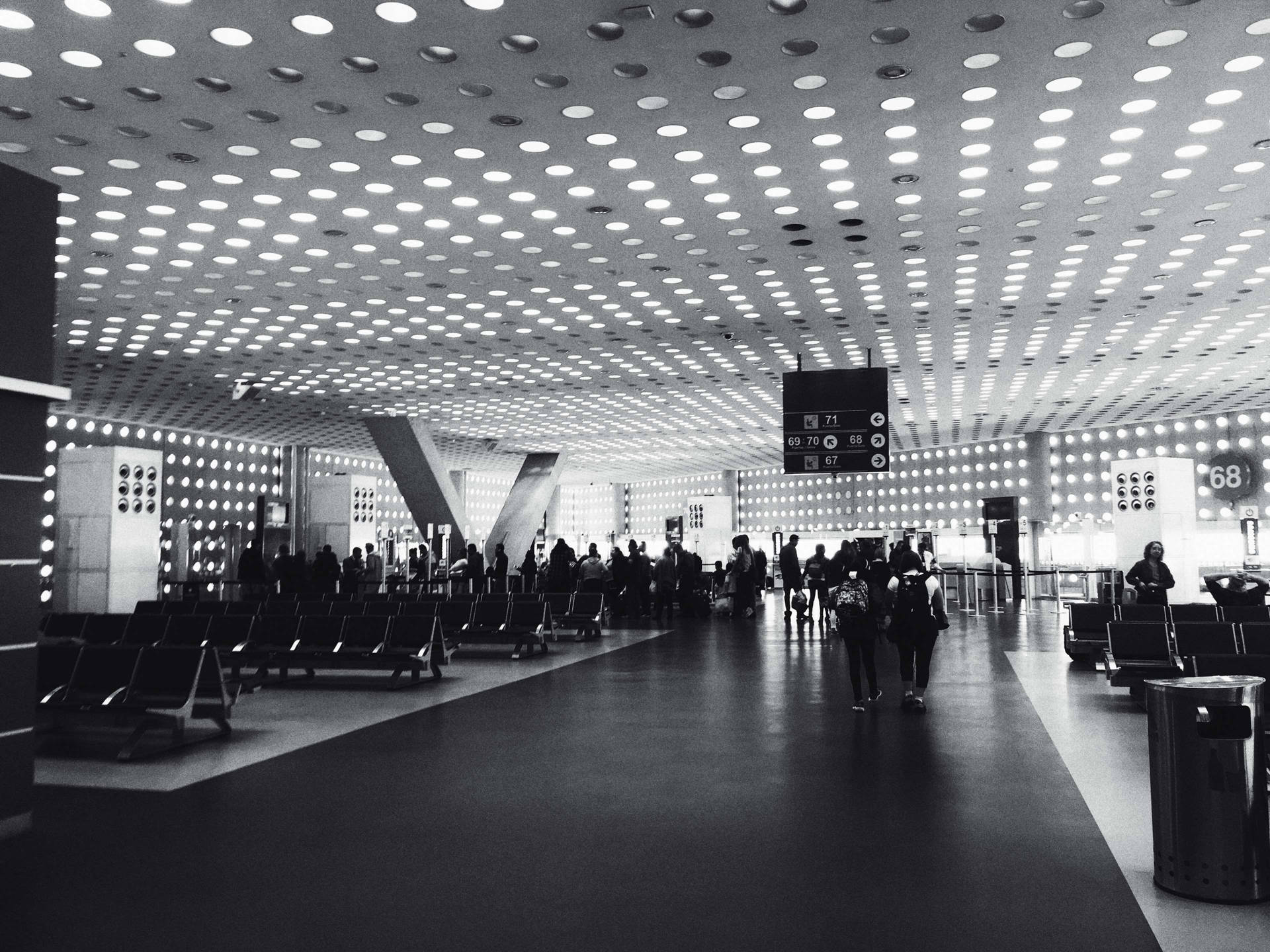 Mexico Airport In Black And White Wallpaper