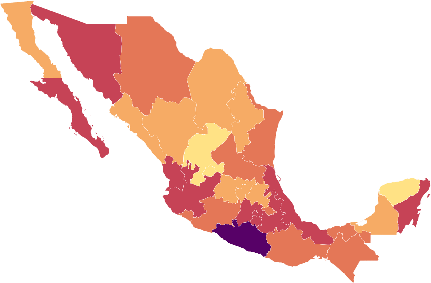 Mexico Color Coded Map PNG