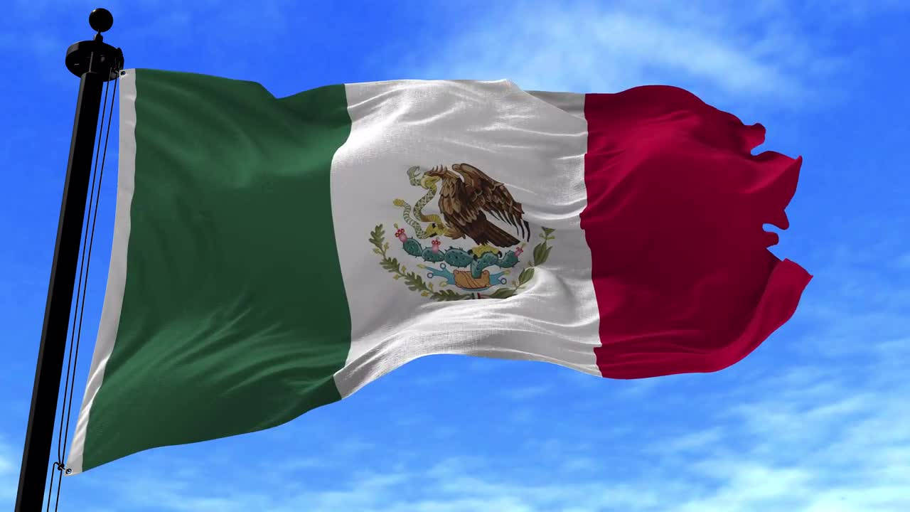 Mexico Flag Blown By The Wind Wallpaper