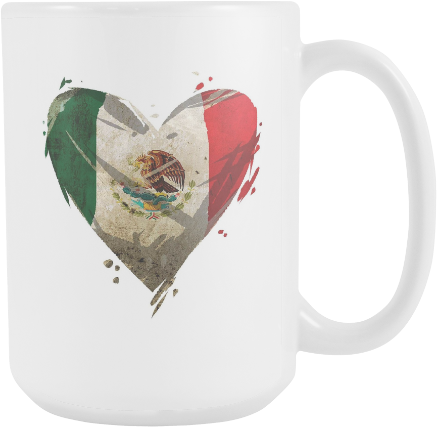 Mexico Flag Heart Mug Design PNG