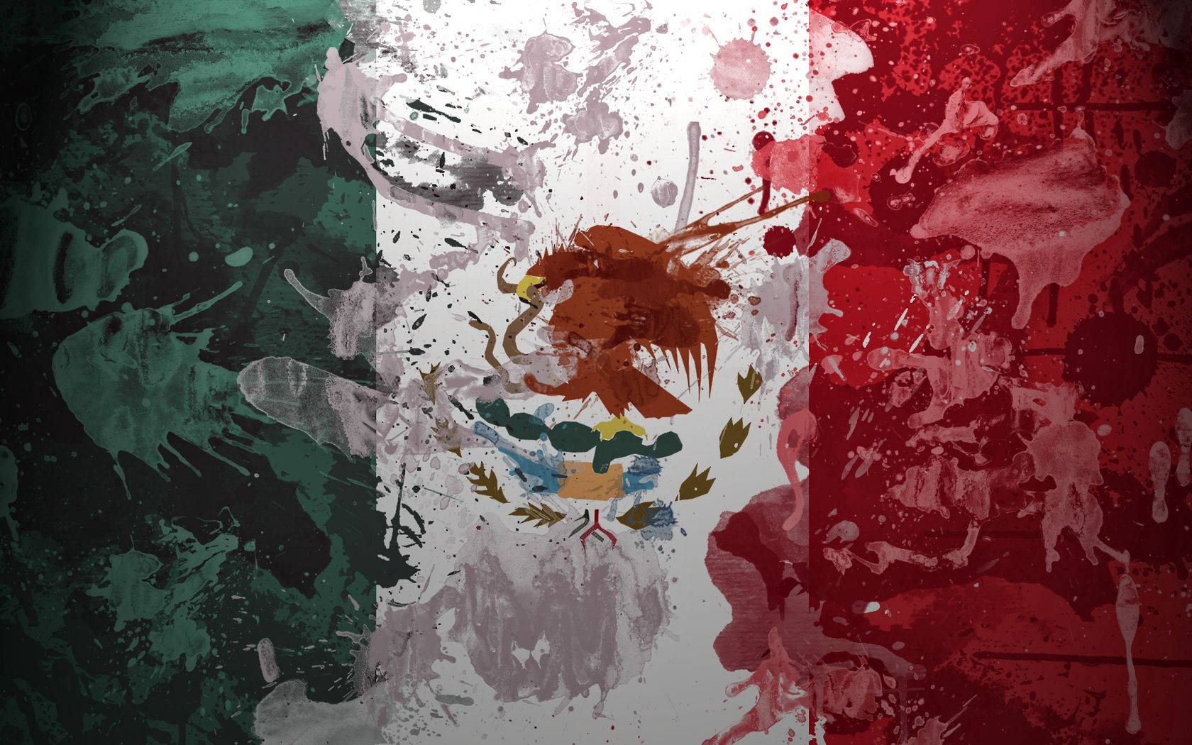 Vibrant Mexican Flag Artistic Splatters Wallpaper