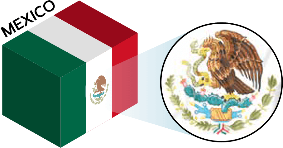 Mexico Flag3 D Cubeand Coatof Arms PNG