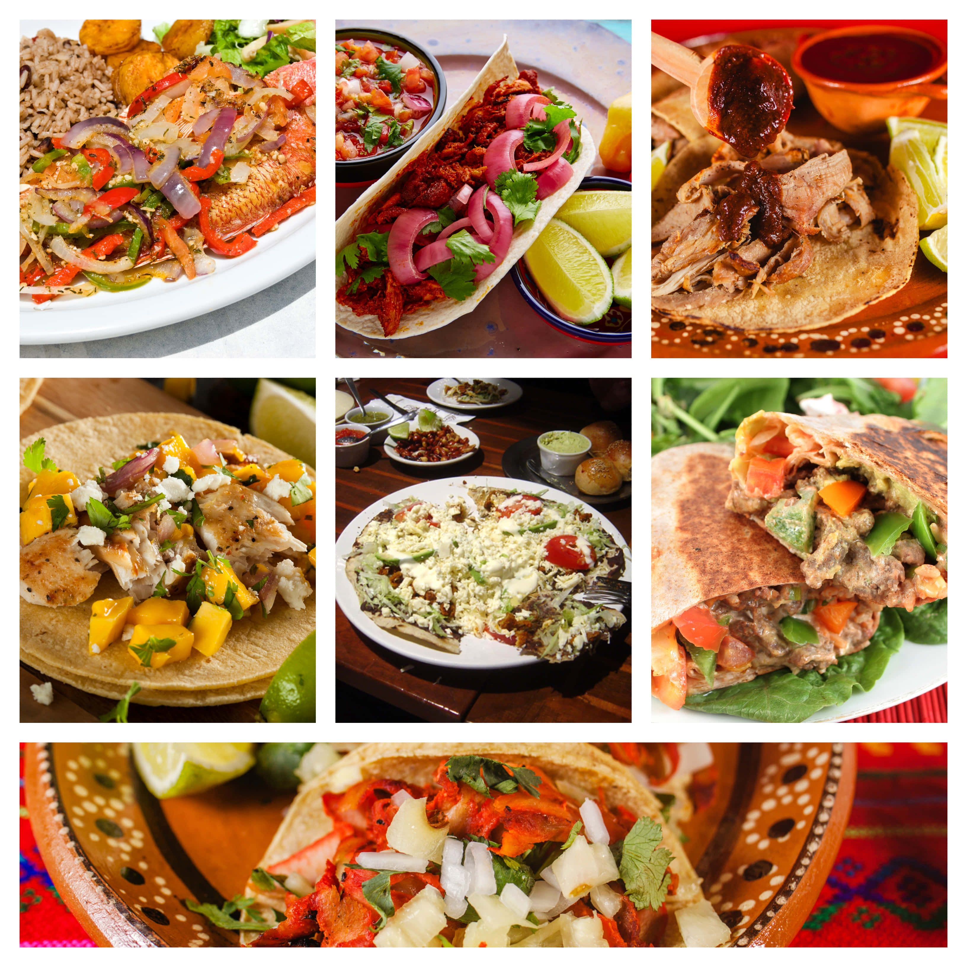 Einecollage Von Bildern Von Mexikanischem Essen