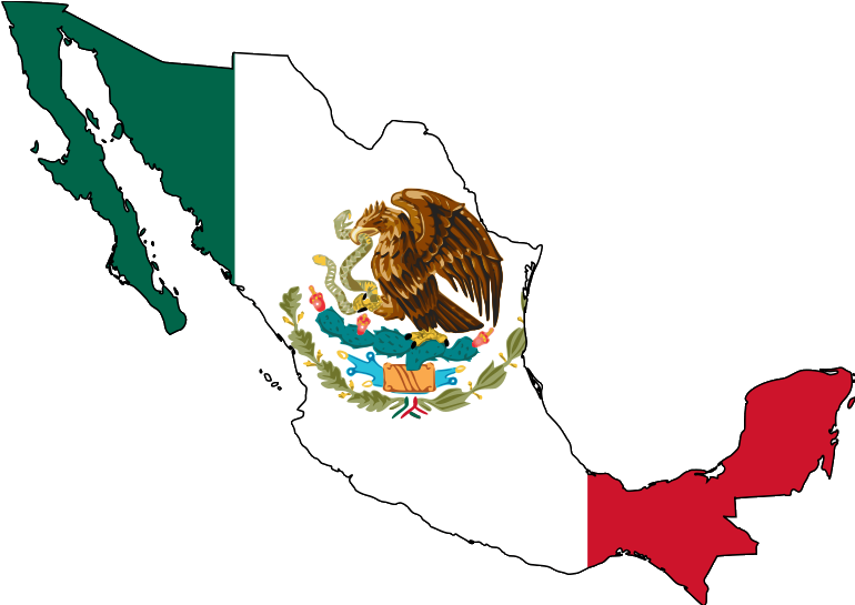 Mexico Mapwith Flag Design PNG