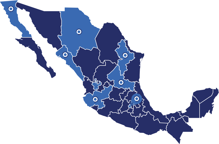 Mexico Mapwith Marked Regions PNG