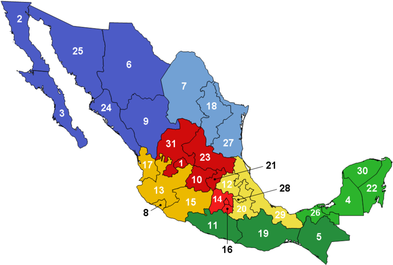 Mexico Political Divisions Map PNG