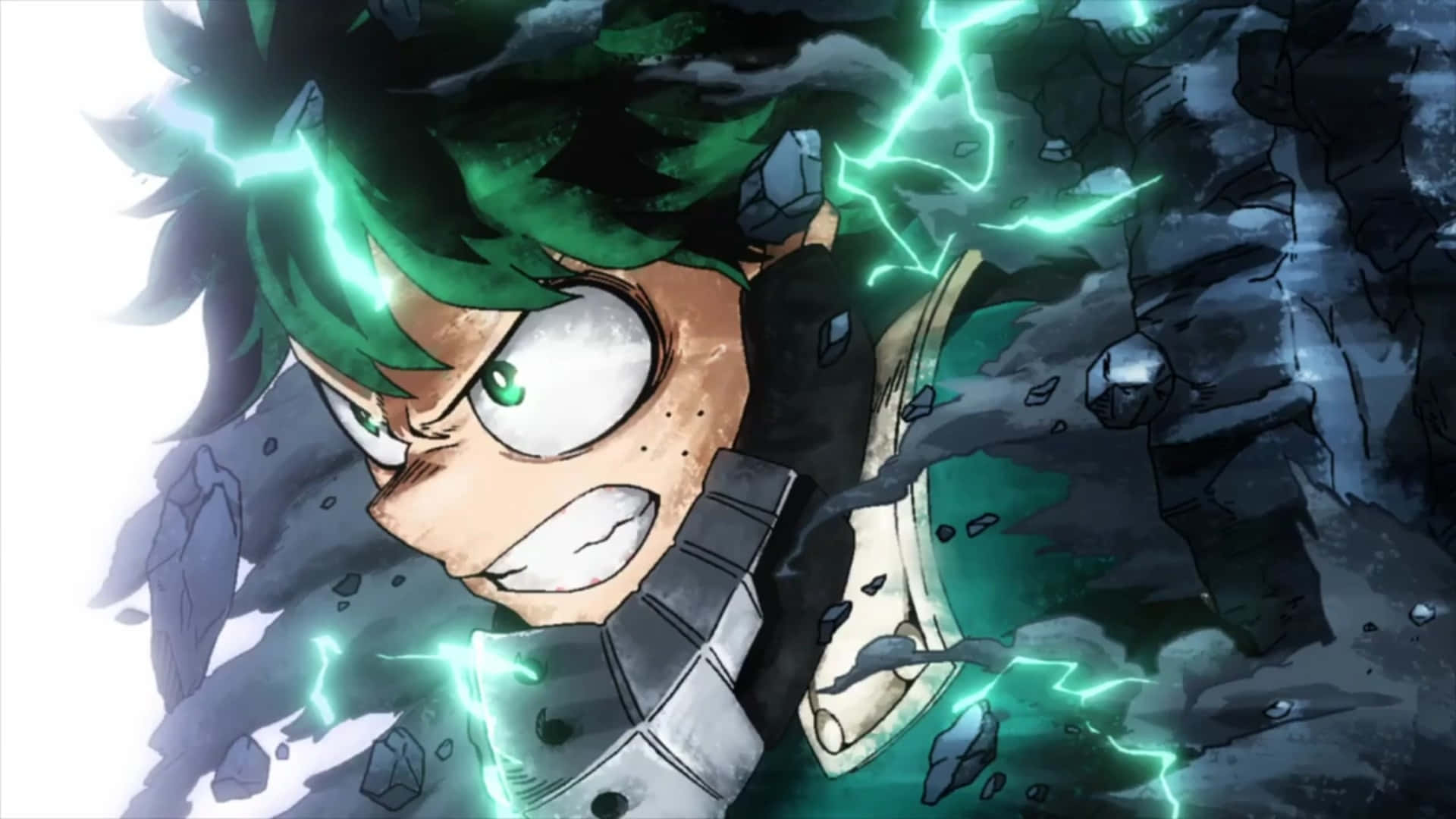 A Green Anime Character With Lightning Coming Out Of His Head