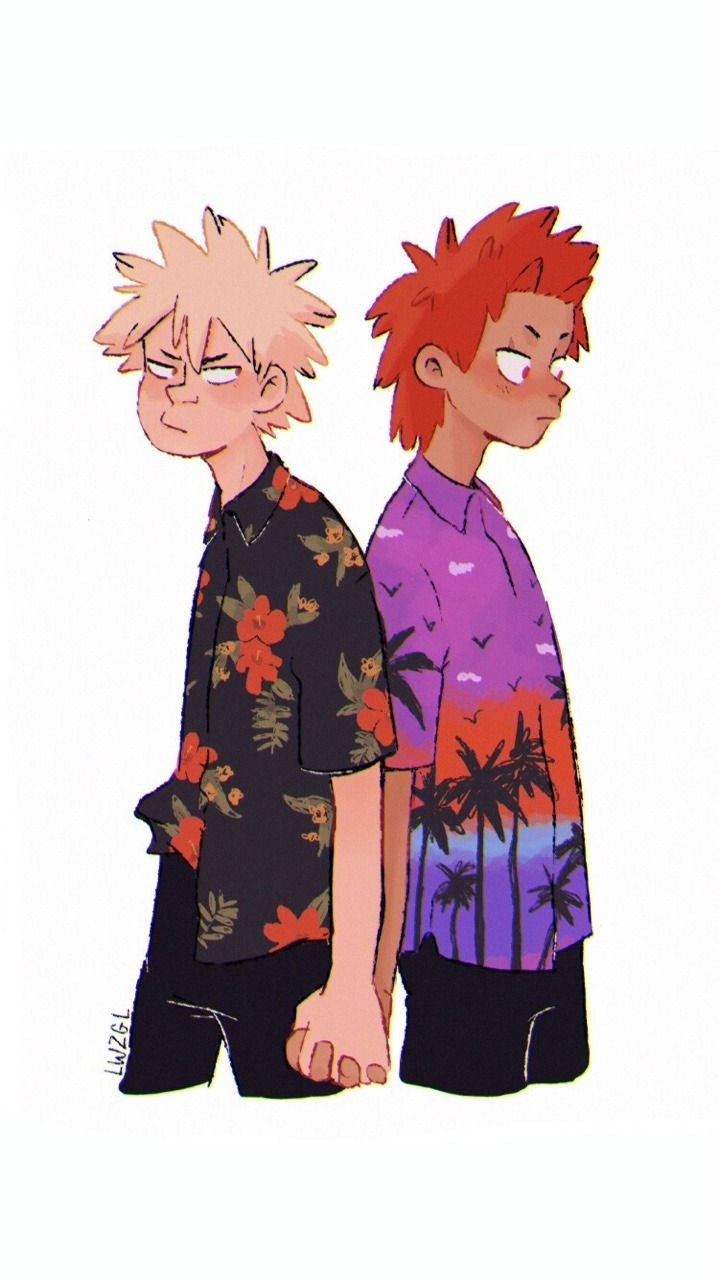 Best Friends Bakugo and Kirishima looking stylish and strong Wallpaper