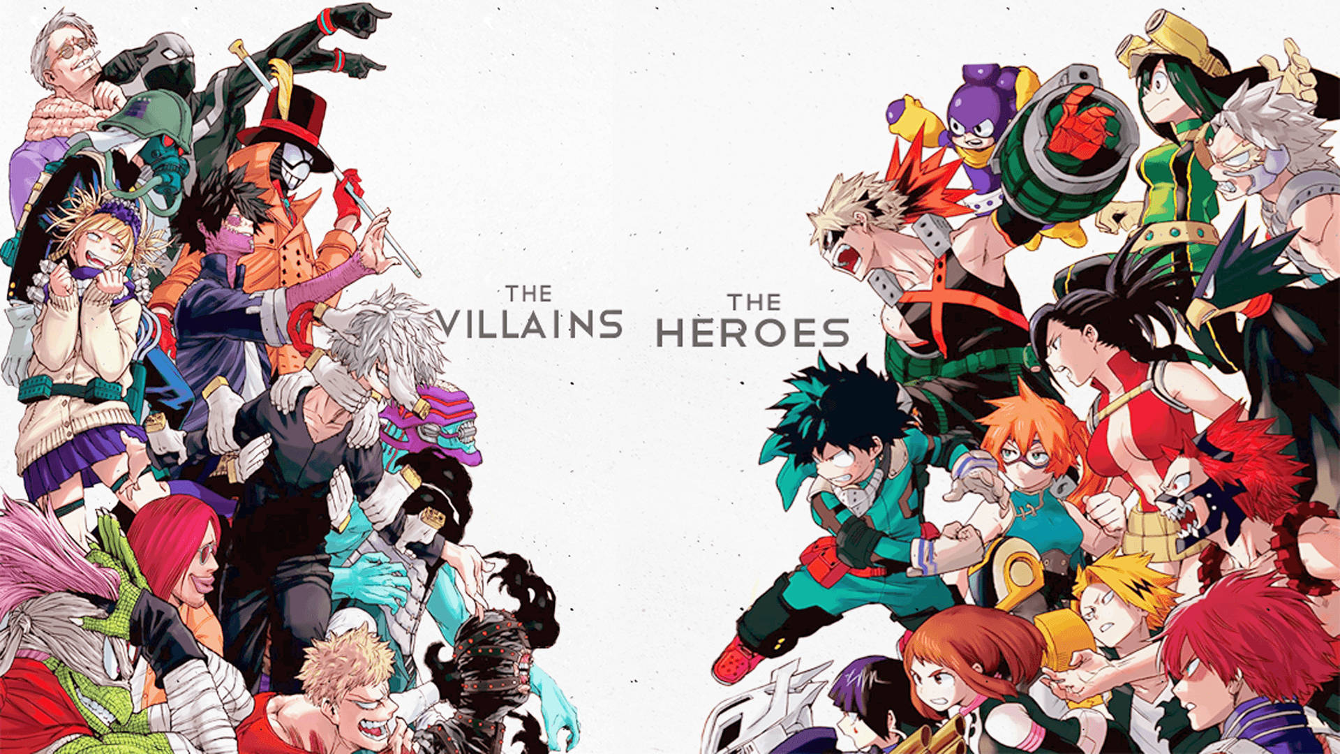 Heroes and Villains Vie for Control in the World of MHA Wallpaper