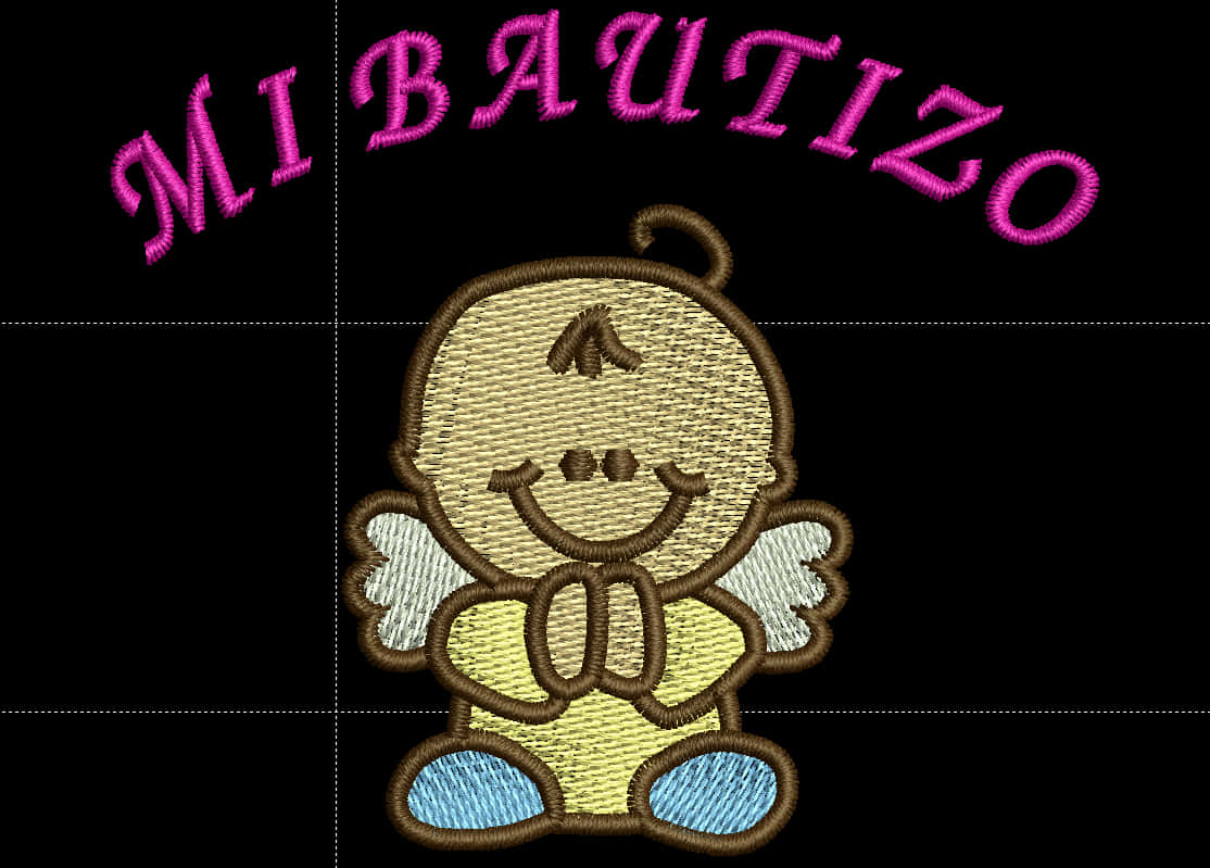 Mi Bautizo Embroidered Angel PNG
