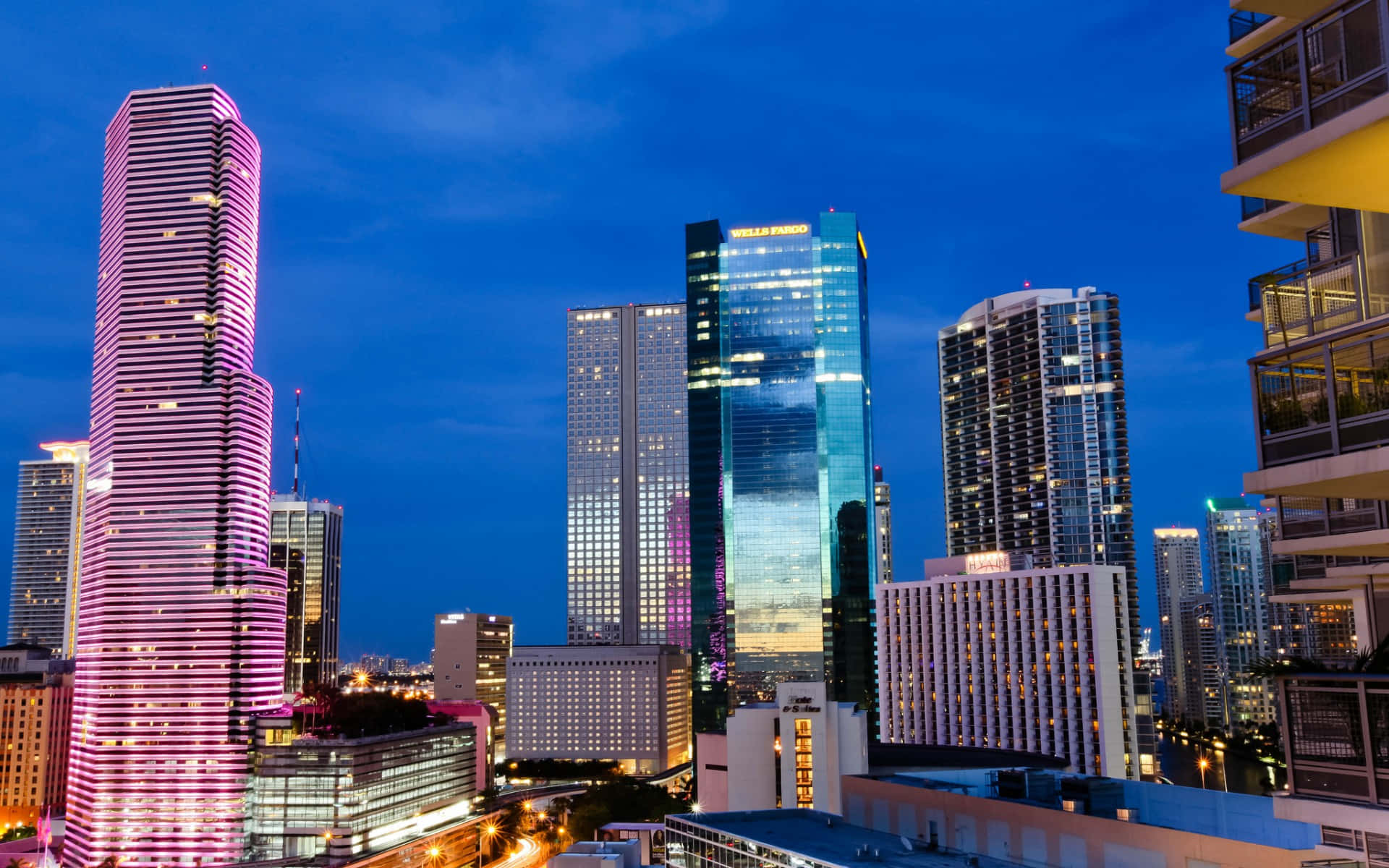 Aerial View of Miami Skyline at Dusk