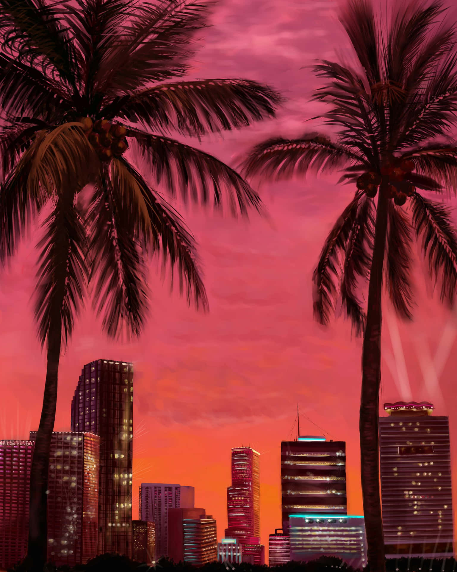 Vibrant Miami Skyline at Sunset