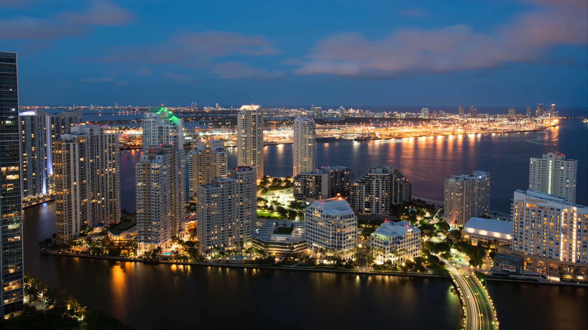 "Enjoy a stunning aerial view of Miami's beautiful beachfront." Wallpaper