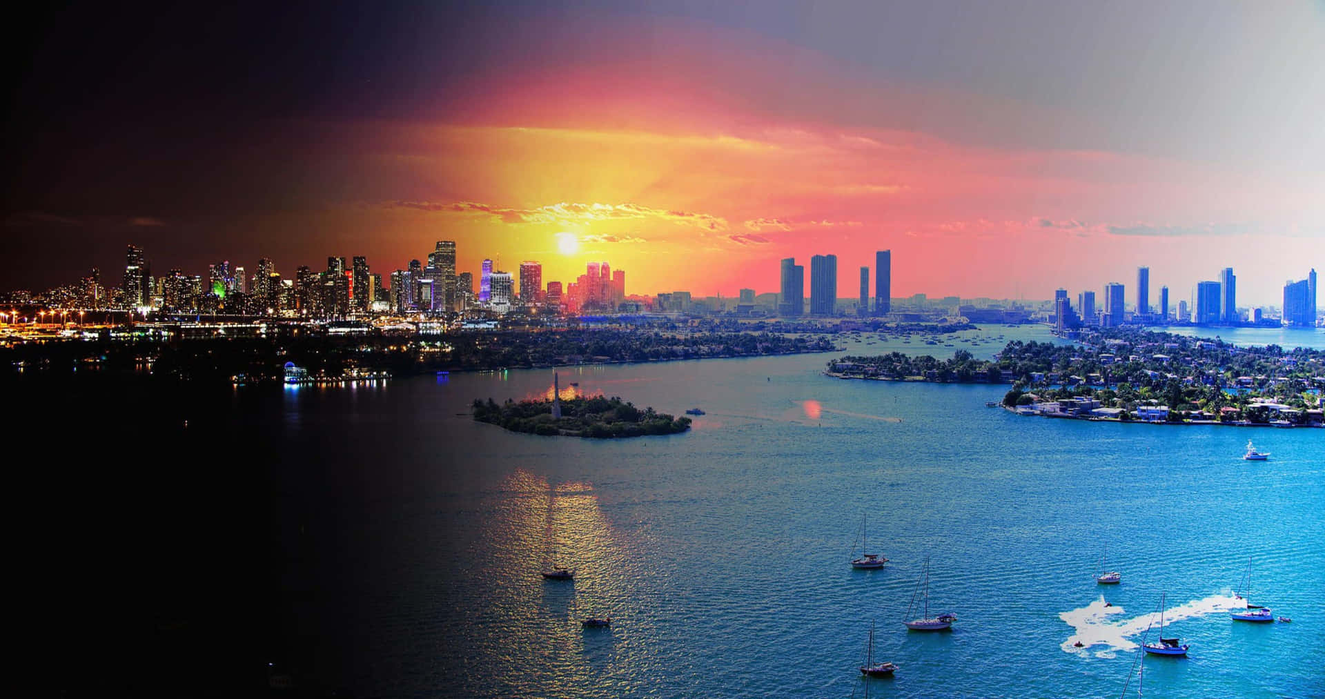 Vistaaerea Dell'orizzonte Della Città Di Miami Sfondo