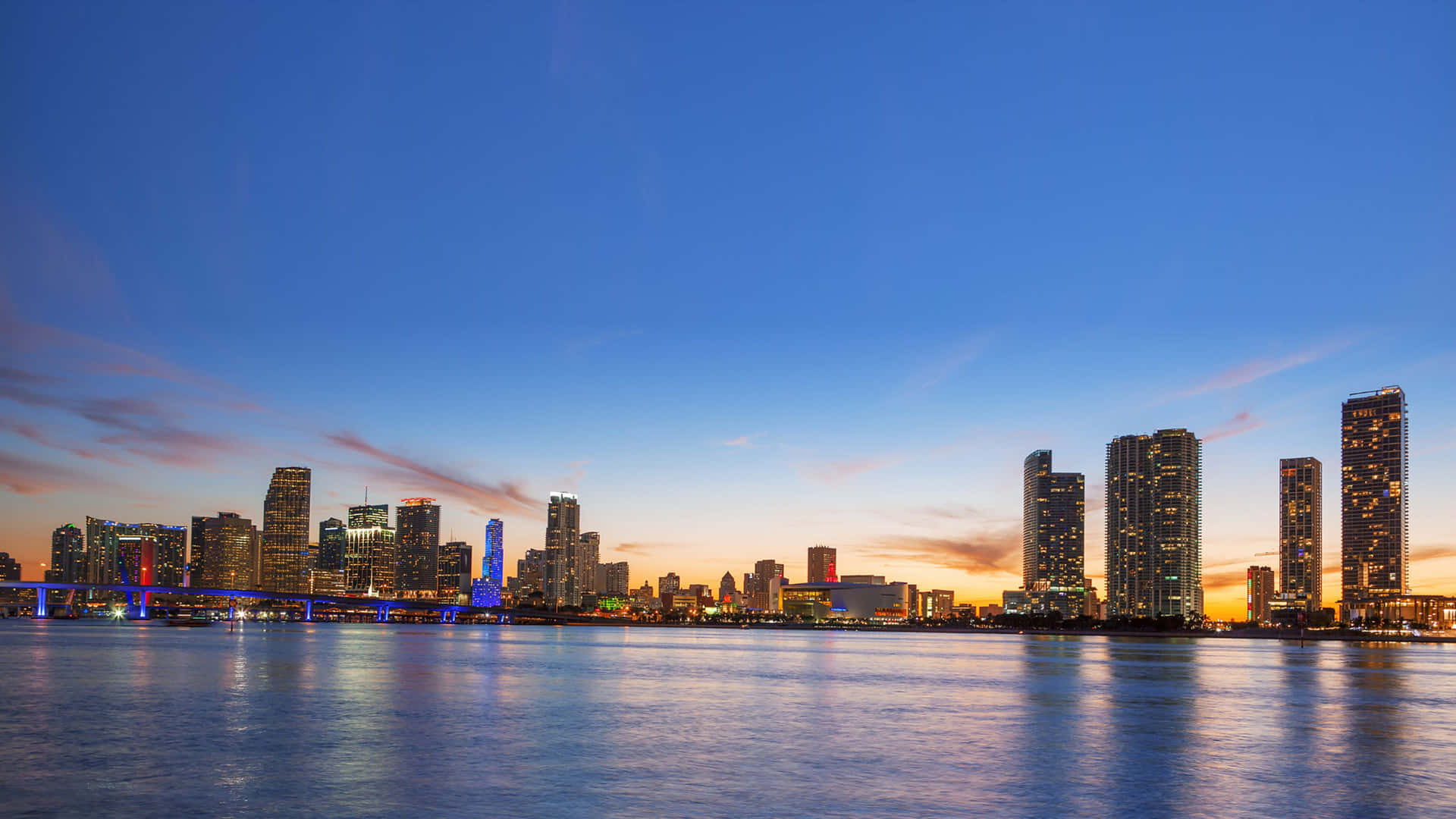 Miami Skyline At Sunset Wallpaper