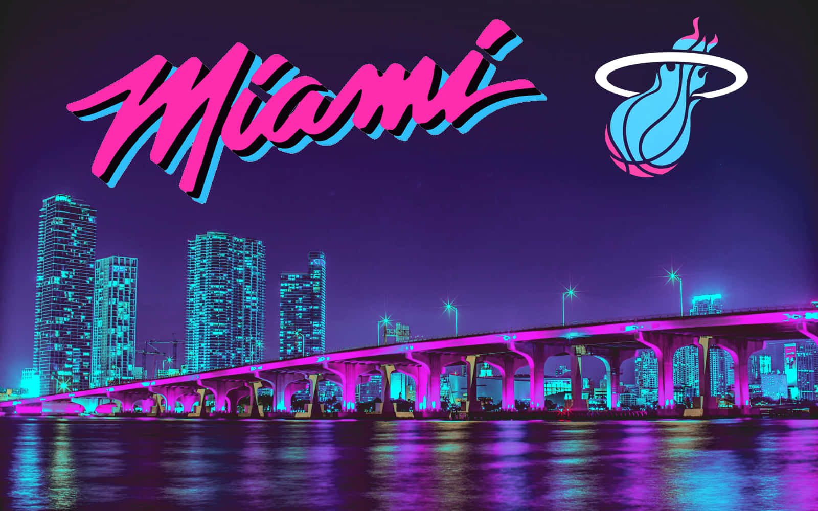 The Miami Heat Logo Is Shown In Neon Lights