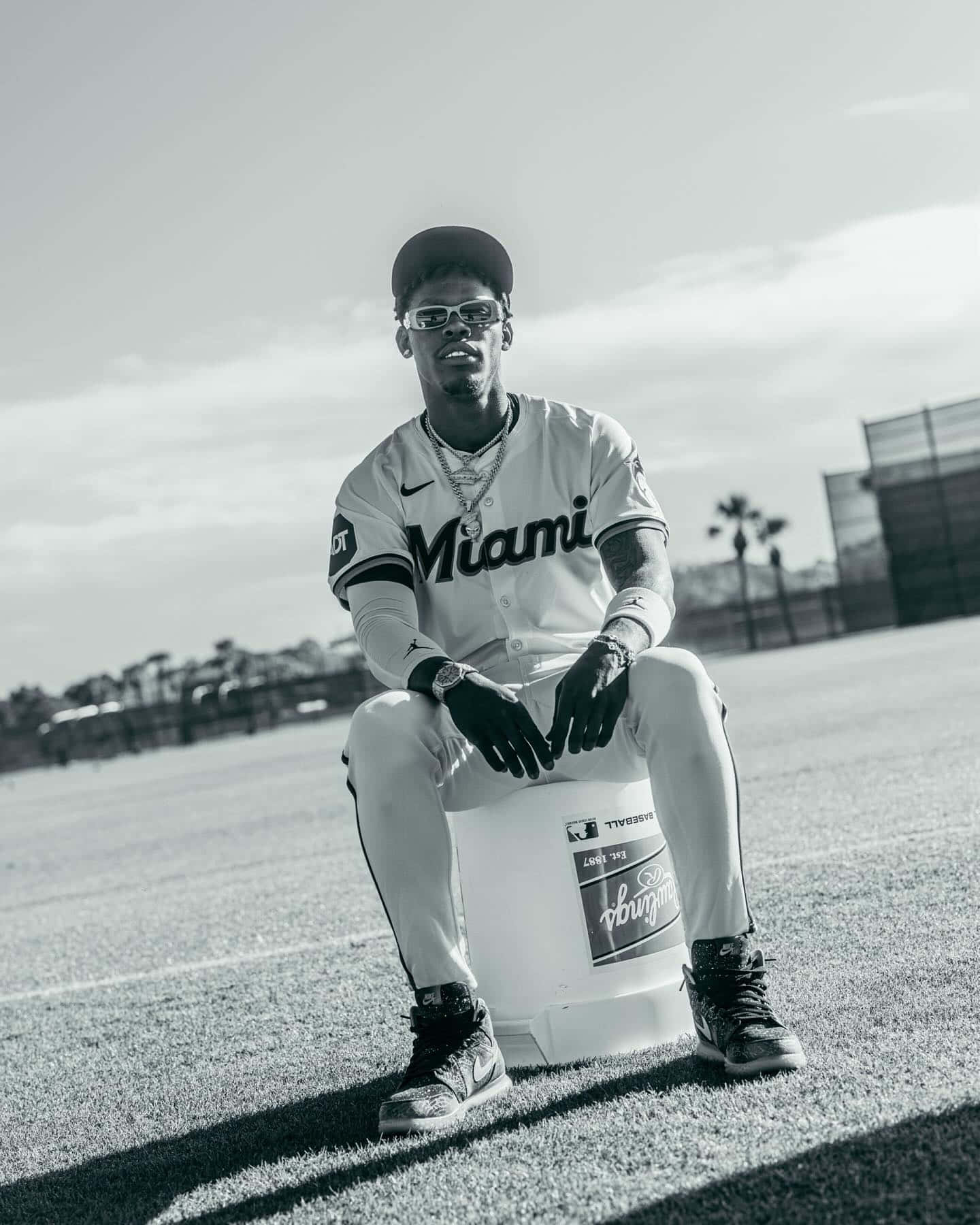 Miami Baseball Player Cool Pose Wallpaper