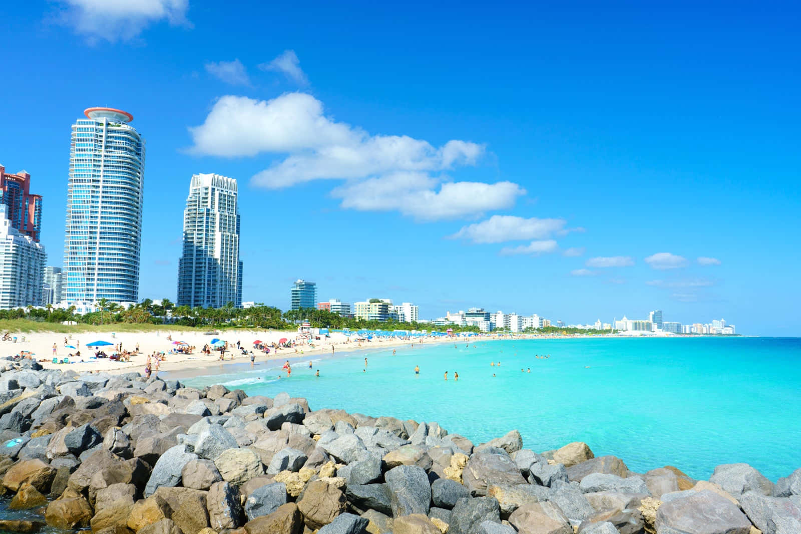 Miami Beach med Rocky Side Picture Live Wallpaper: