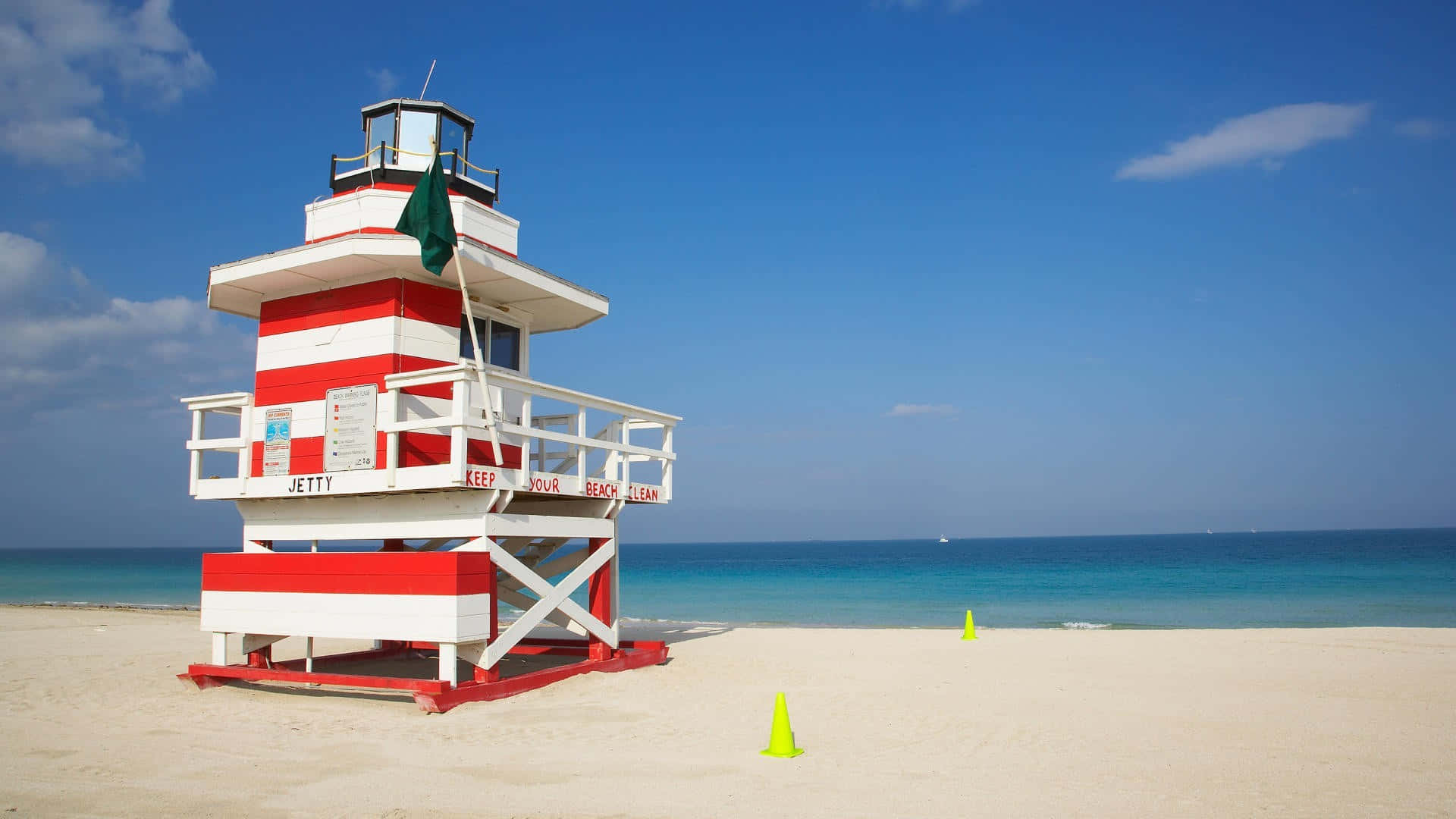 Maleriet af livredder tårnet og koner i Miami Beach.