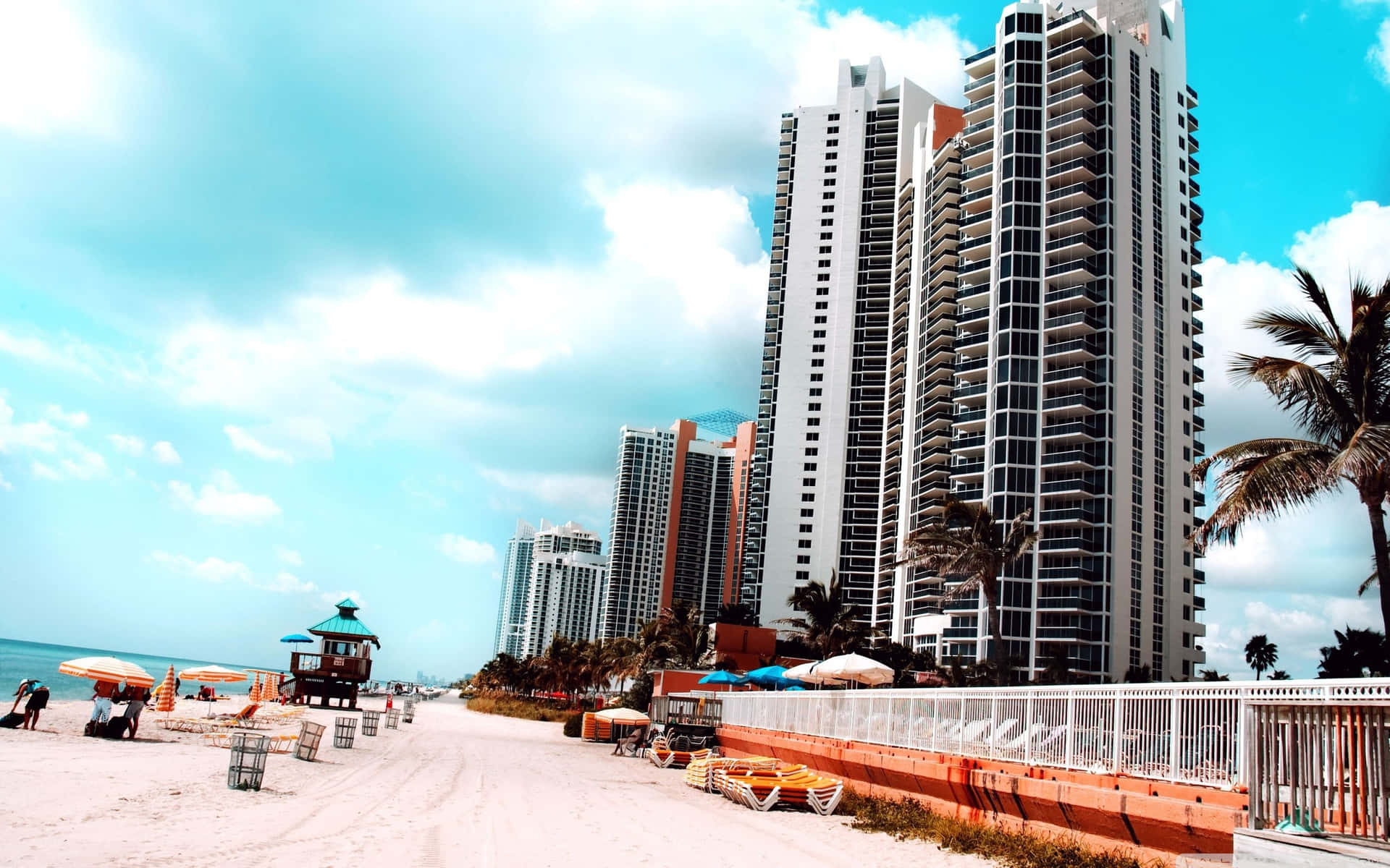Billede af høje hoteller på Miami Beach