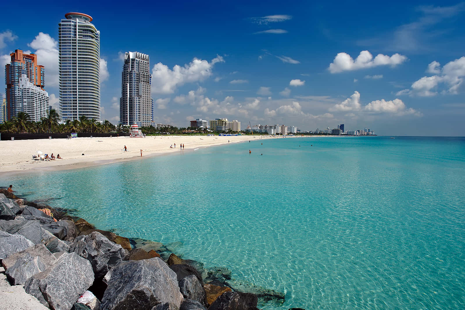 Miami Beach Med Få Mennesker Billede Wallpaper