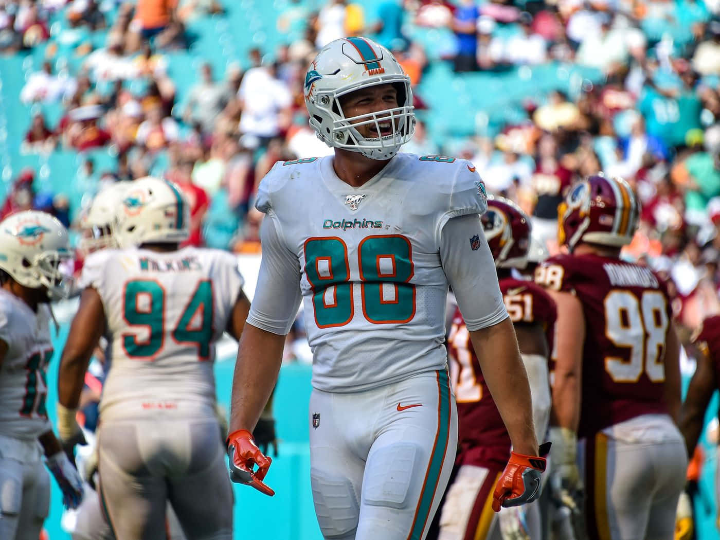 Miami Dolphins Player Number88 On Field Wallpaper
