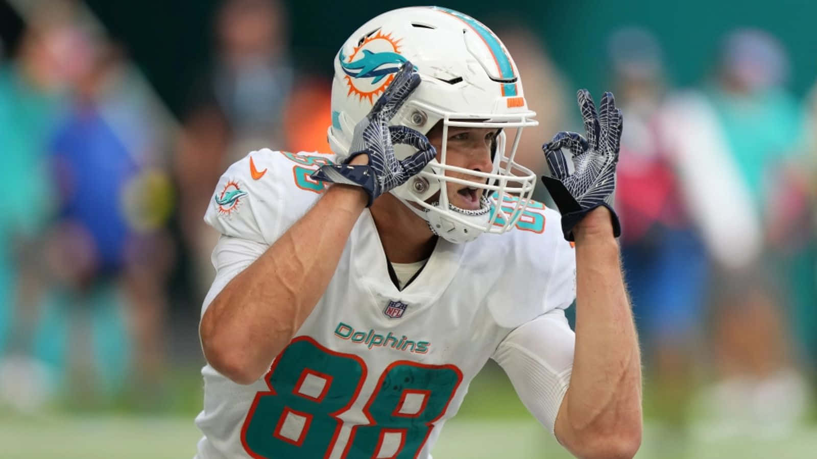 Miami Dolphins Player Readyfor Action Wallpaper