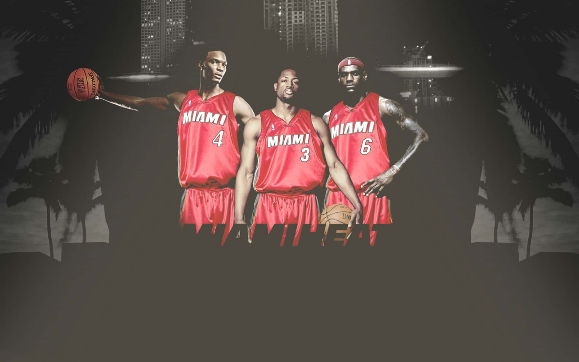 Miami Heat Big Three Chris Bosh Dywane og LeBron Wallpaper Wallpaper