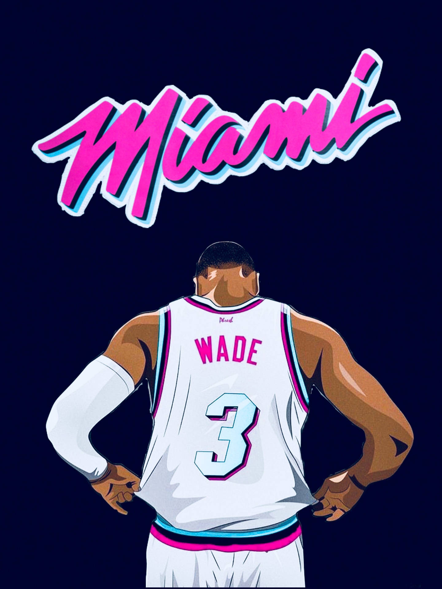 Miami Heat Dwyane Wade White Jersey Digital Art Wallpaper