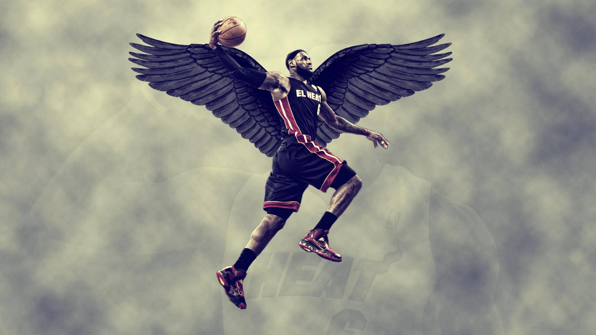 Miami Heat Lebron With Wings Wallpaper
