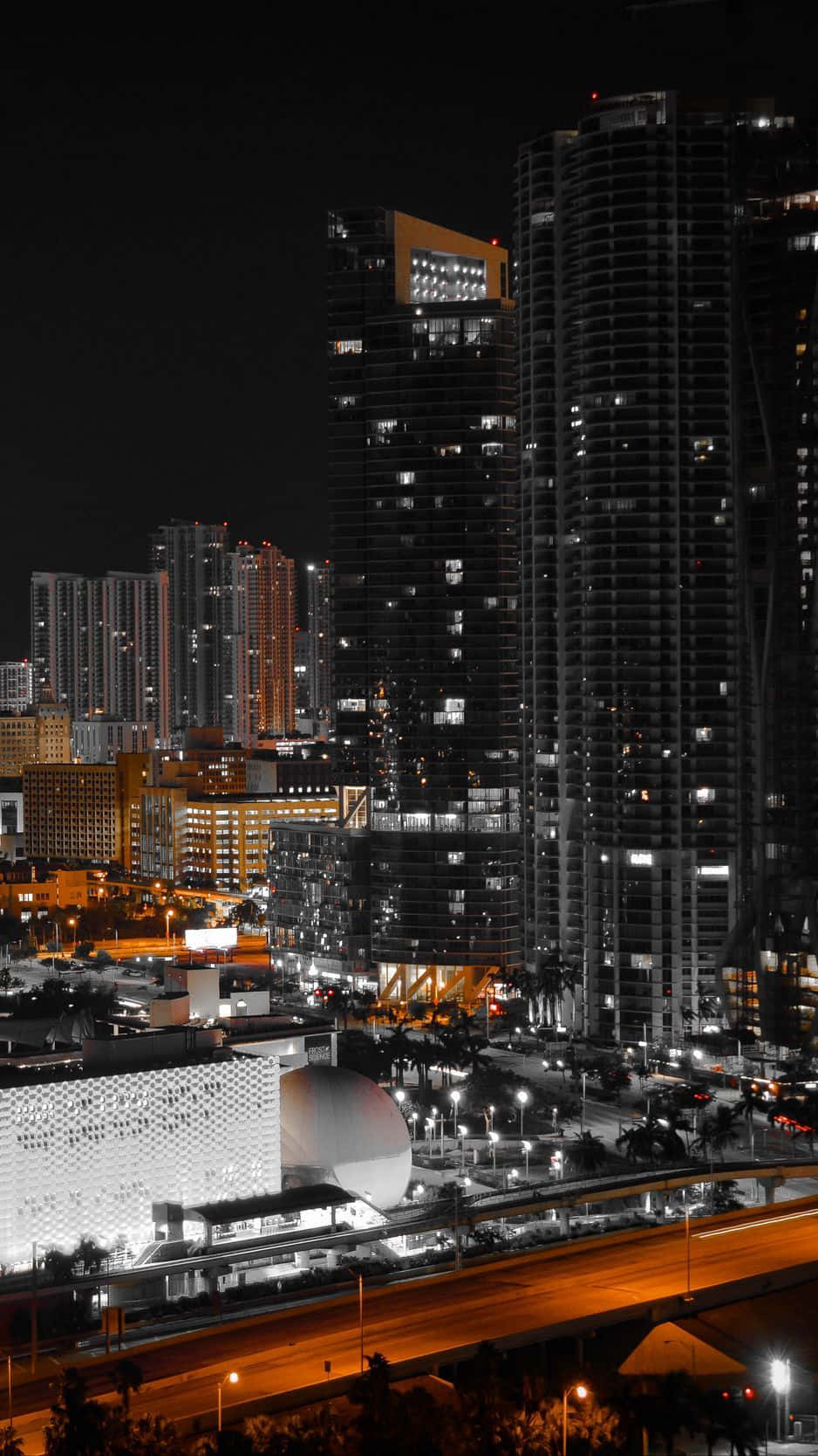 Miami City Night Highway Iphone Wallpaper