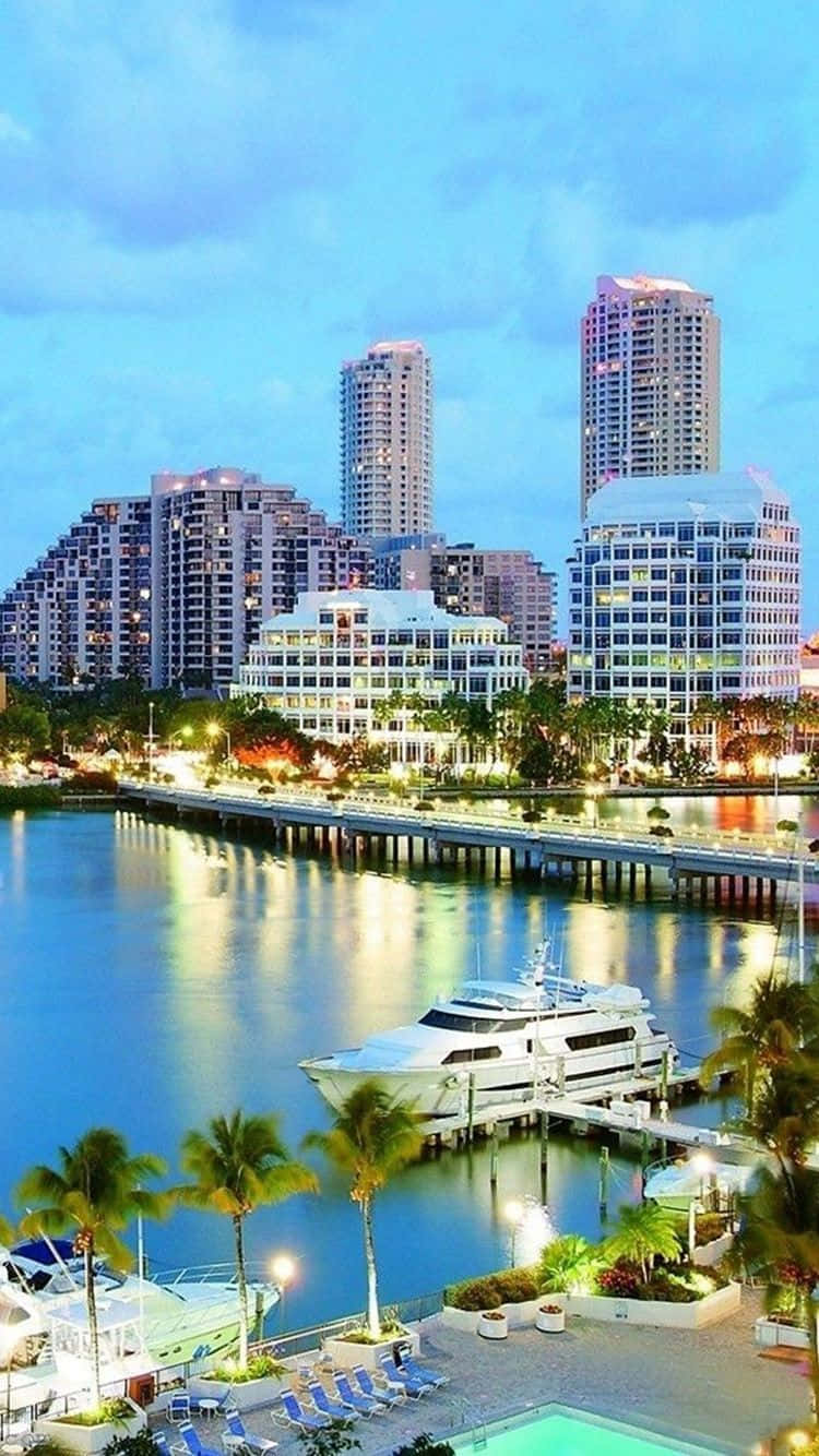 Miami Boats City Iphone Wallpaper