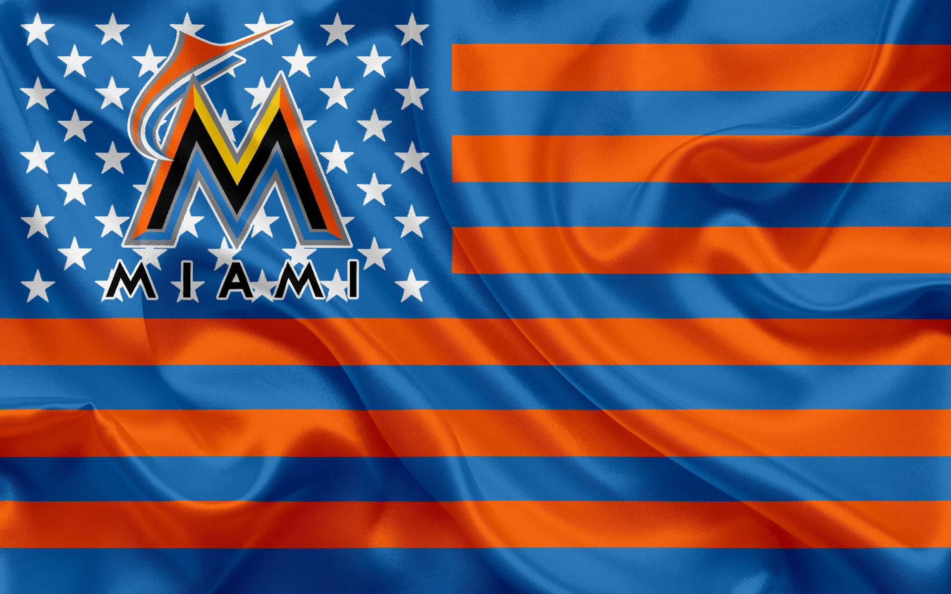 Miami Marlins Silk Flag Wallpaper