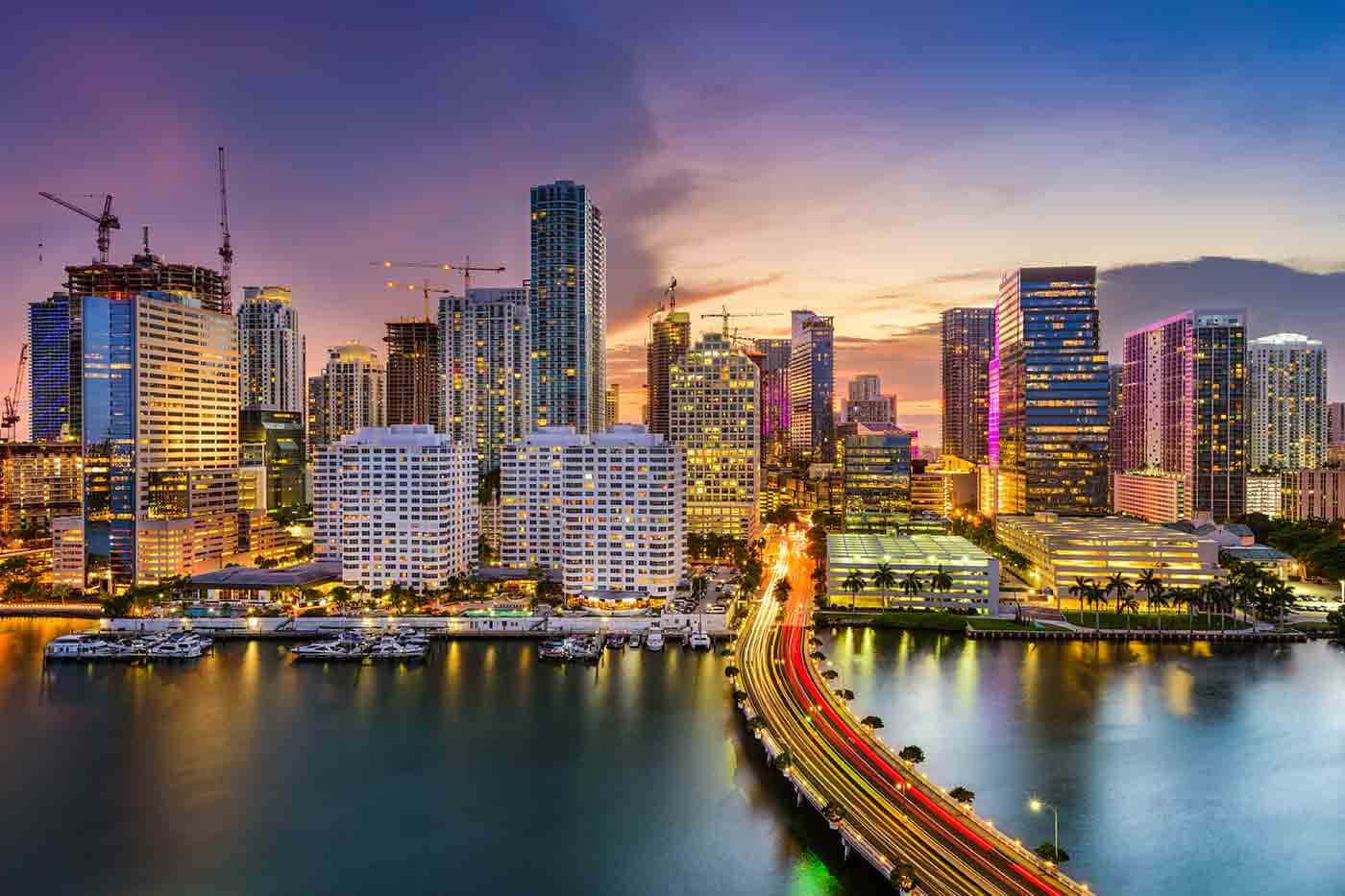 Miami Skyline Dusk Twilight View Wallpaper