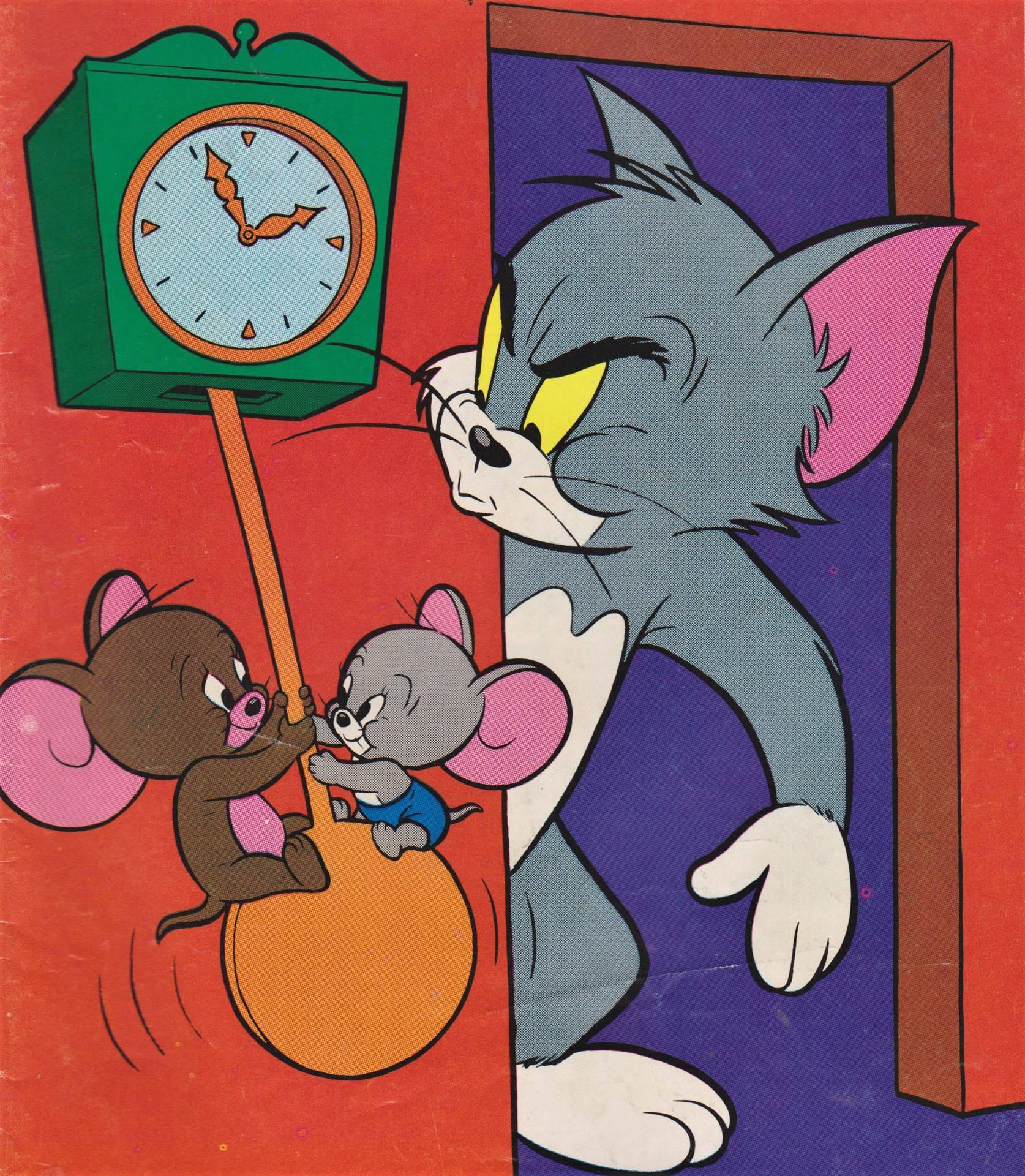 Mice On A Clock From Tom And Jerry Aesthetic Background