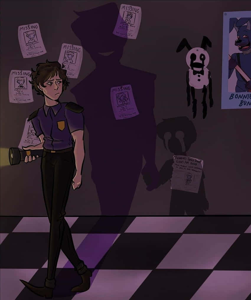 Michael Afton En F N A F Schaduwachtige Figuren Achtergrond