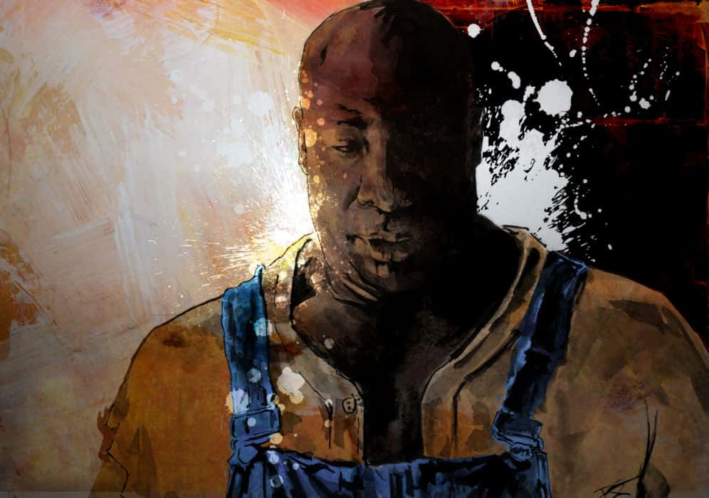 Michael Clarke Duncan in his iconic role as John Coffey in The Green Mile Wallpaper