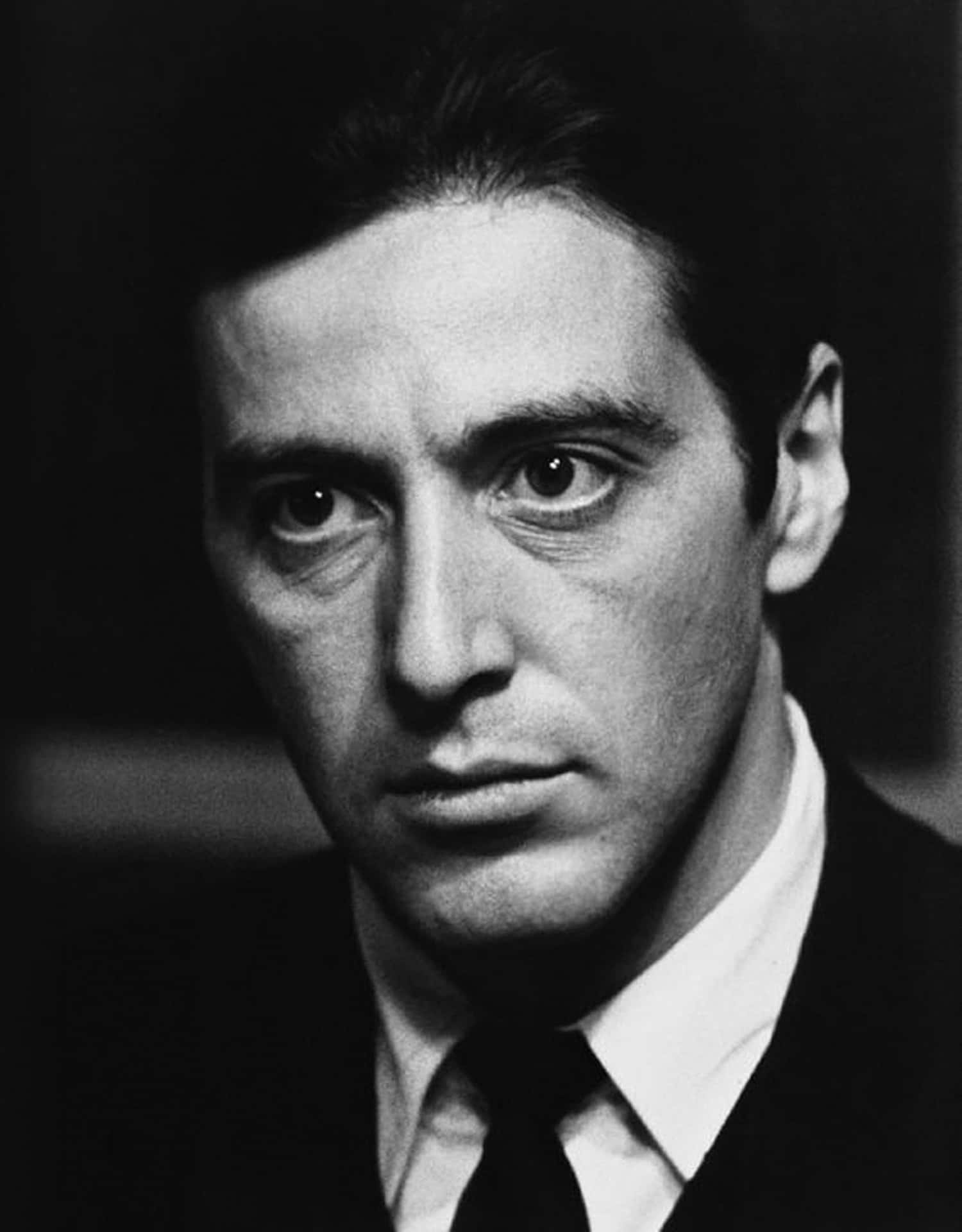Michael Corleone Sort-og-hvid Foto Al Pacino Tapet Wallpaper