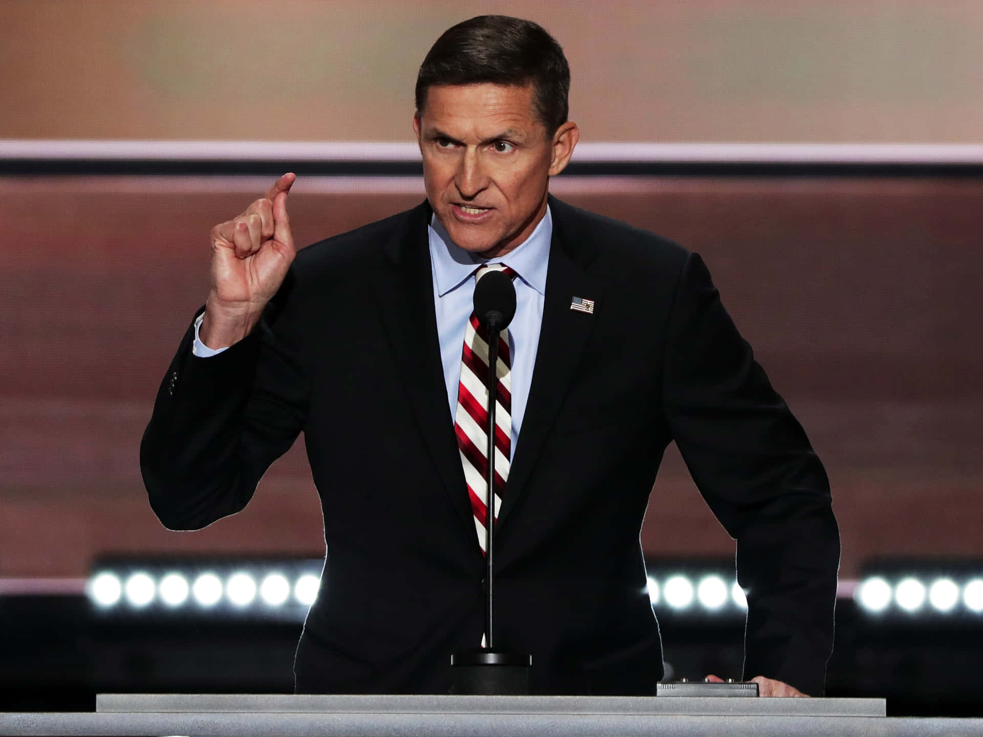 Michael Flynn Speakingat Podium Wallpaper