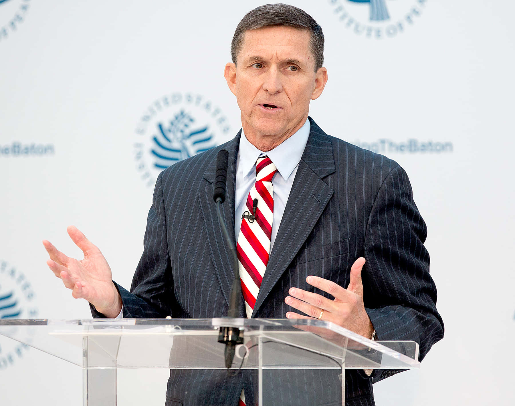 Michael Flynn Speakingat Podium Wallpaper