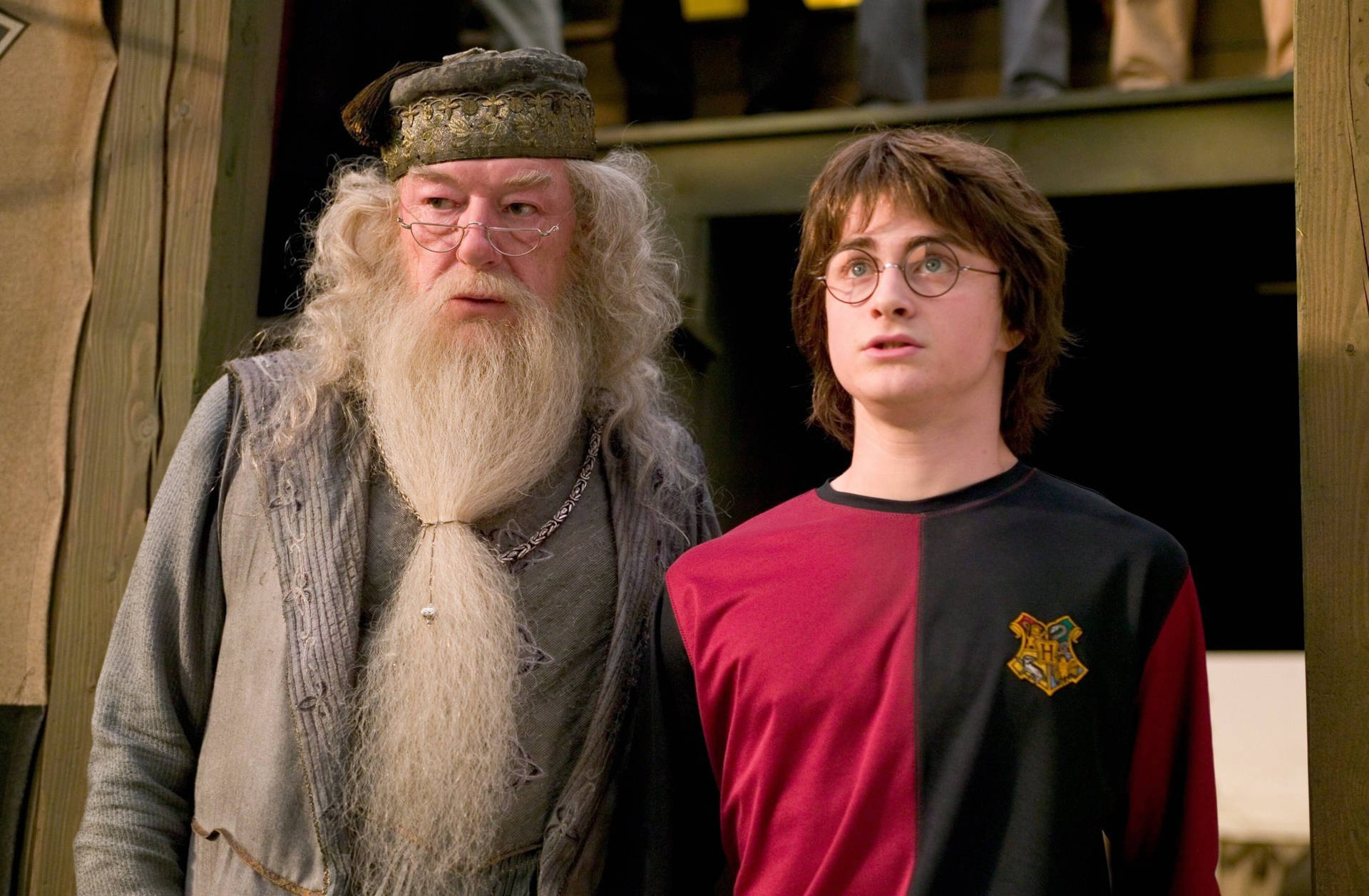Michael Gambon Dumbledore And Harry Potter Wallpaper