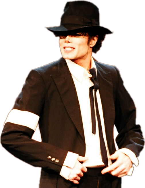 Michael Jackson Iconic Black Outfitand Fedora PNG