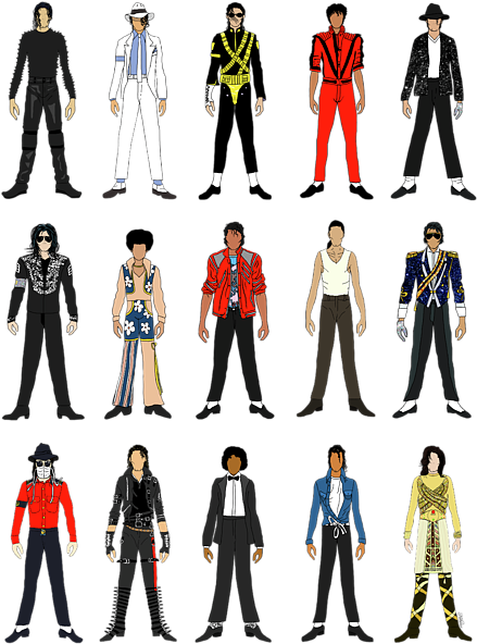 Michael Jackson Iconic Outfits Illustration PNG