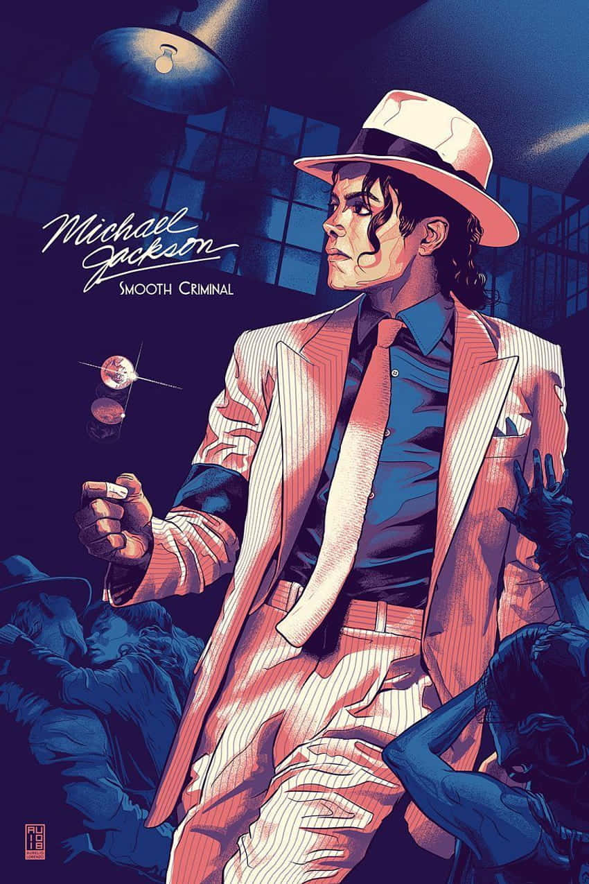 Enjoy Michael Jackson music on the go with Michael Jackson's iconic image on your iPhone Wallpaper