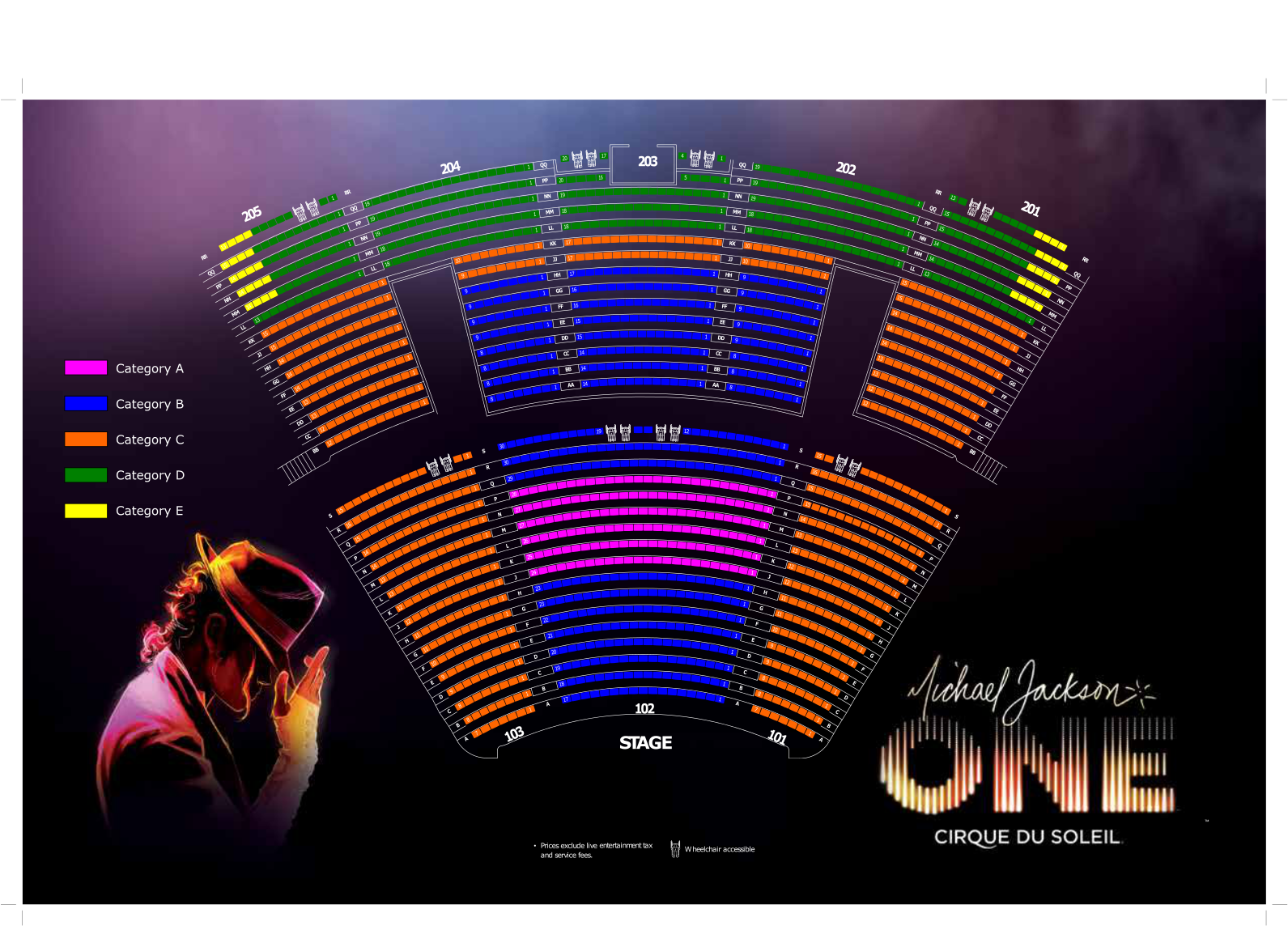 Michael Jackson One Cirquedu Soleil Seating Chart PNG