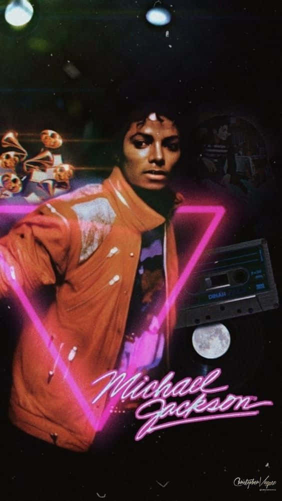 Michael Jackson står i sin ikoniske Thriller-stil. Wallpaper