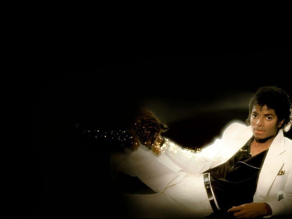 The King of Pop Michael Jackson rocking out in iconic Thriller video Wallpaper