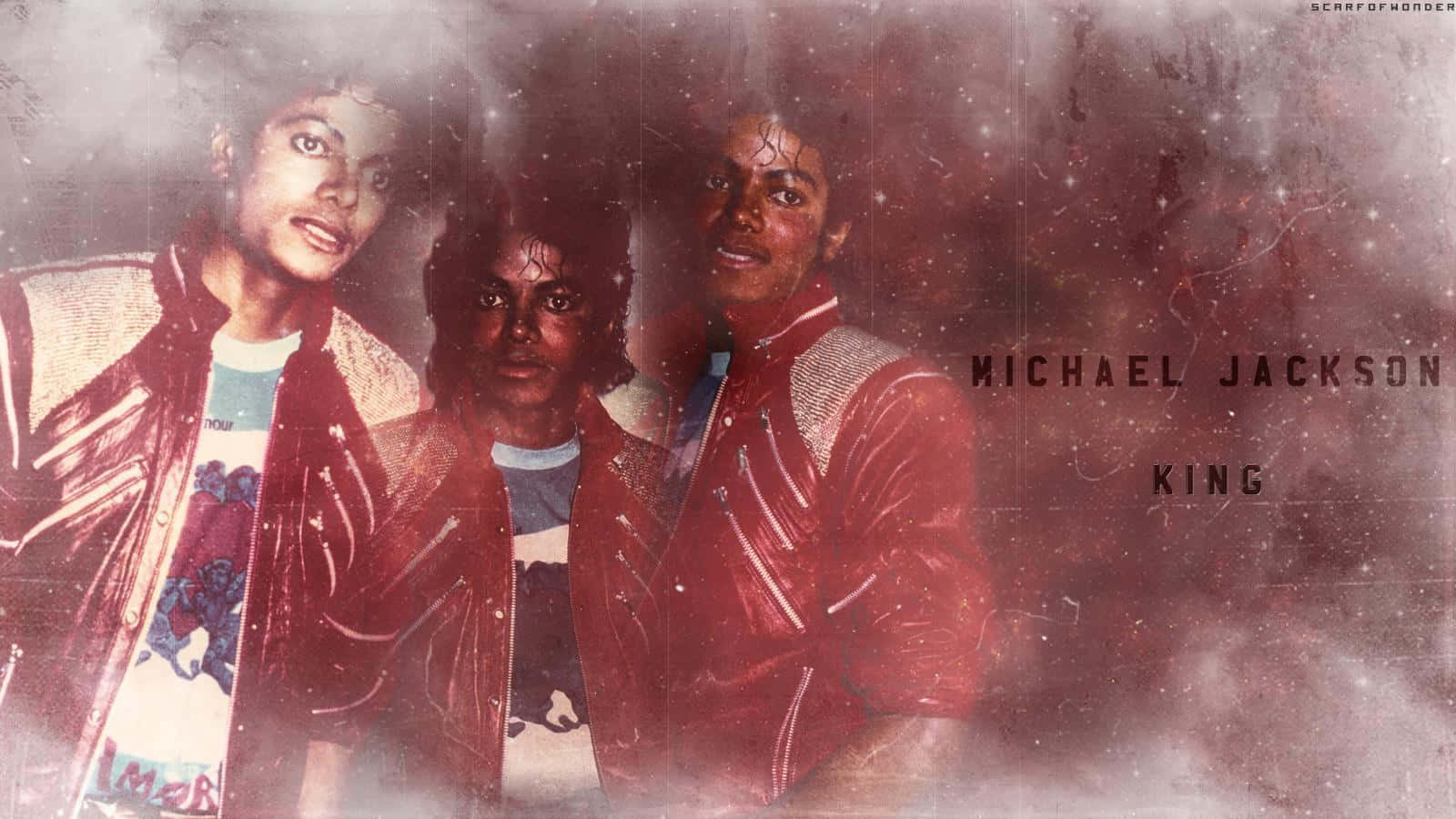Michael Jackson i hans ikoniske Thriller musikvideo pryder dette tapet. Wallpaper