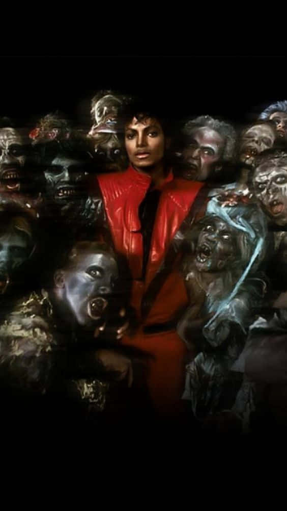 "Michael Jackson in iconic red leather Thriller jacket" Wallpaper