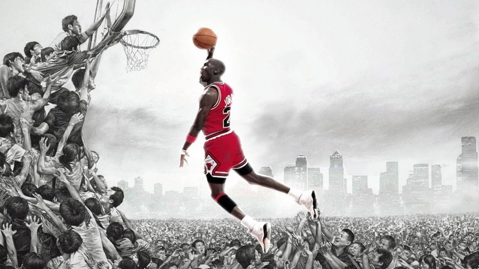 A creative artwork of Basketball legend Michael Jordan Wallpaper